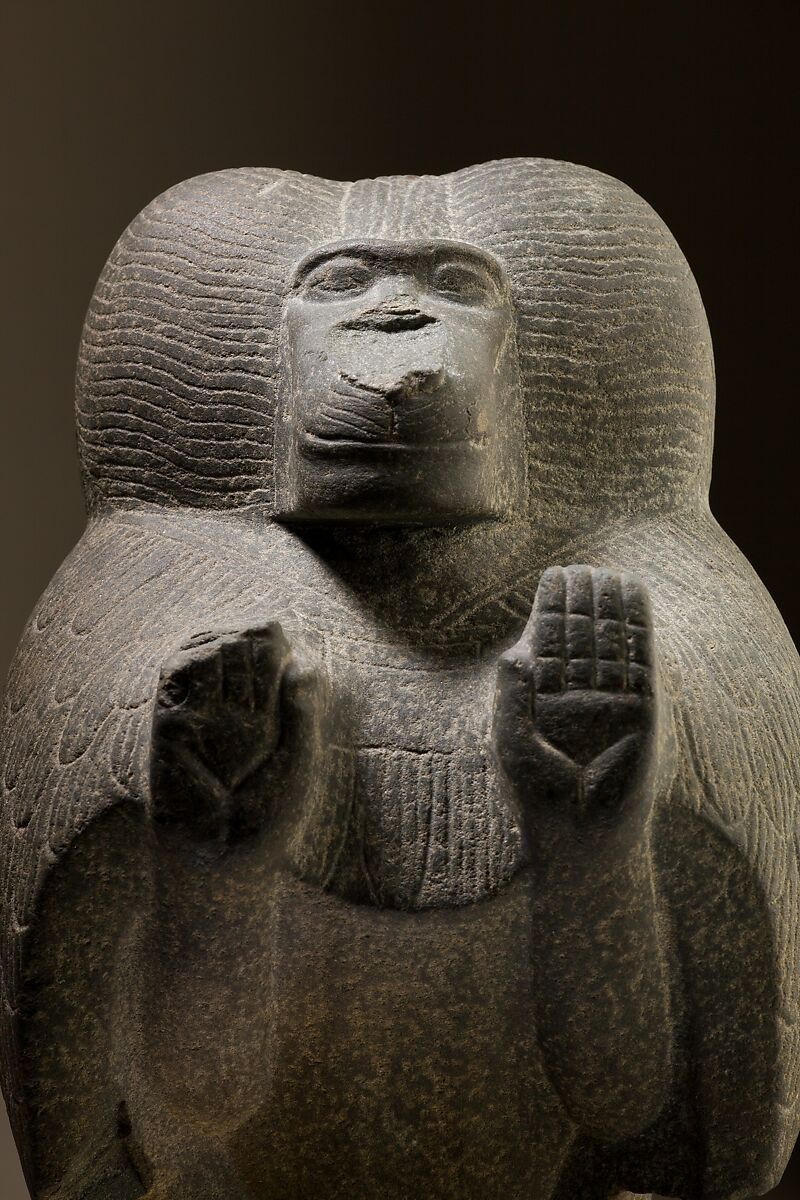 Statuette depicting a worshipping baboon, Meta-siltstone
