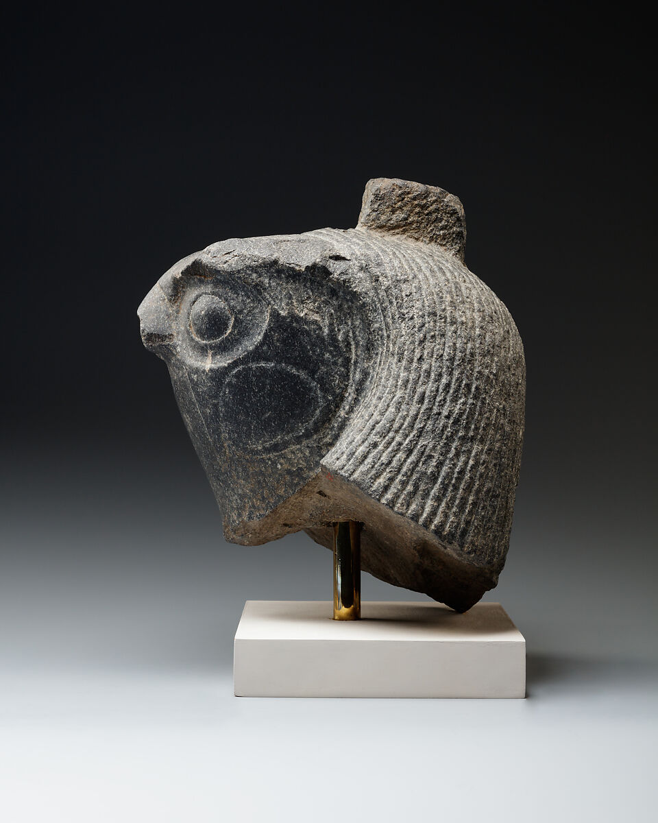 Head of an anthropomorphic falcon god, Diorite