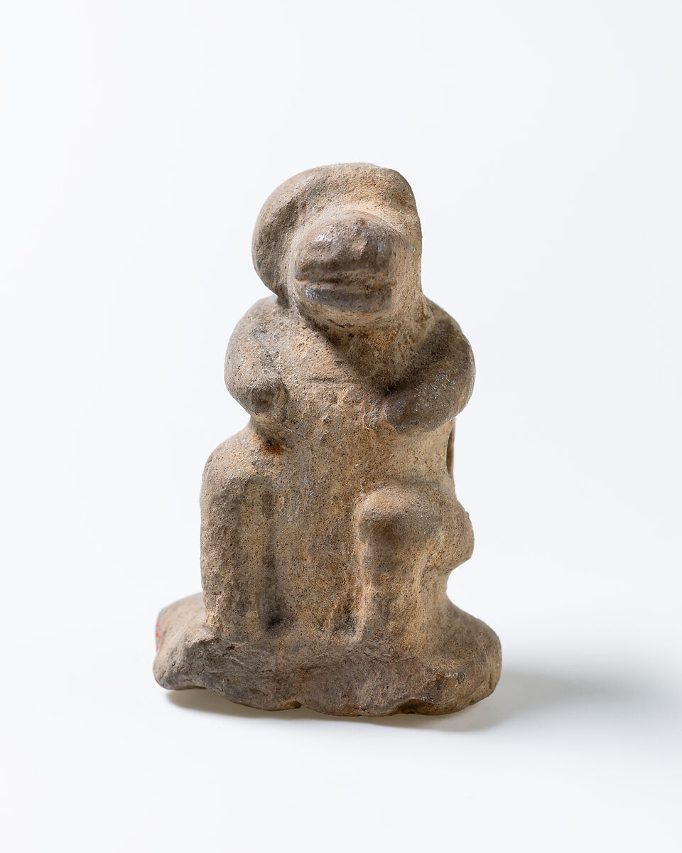 Design Amulet, Baboon Pierced Transversally on the Back, Device not understood, Limestone