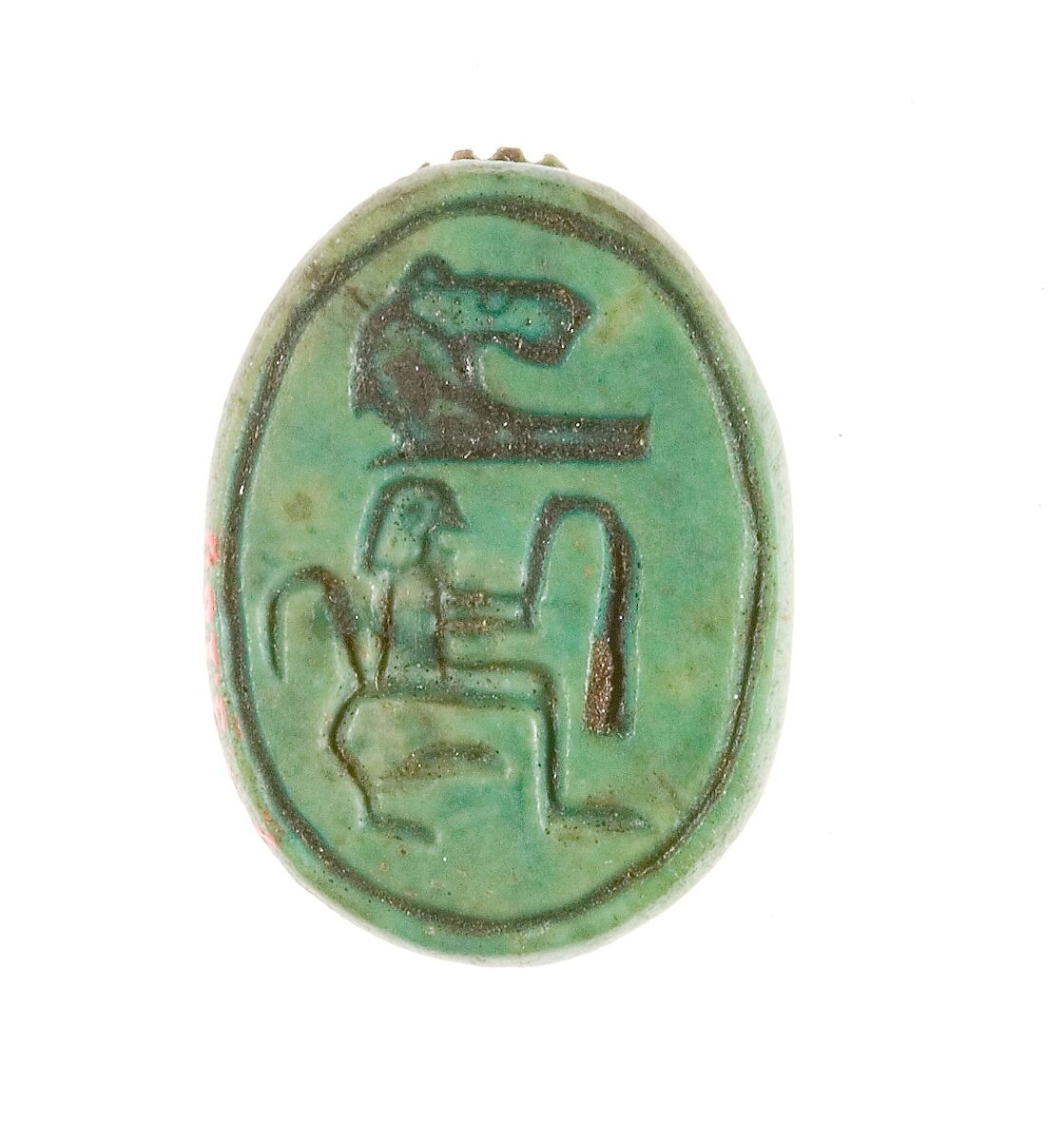 Scarab Inscribed for Hatshepsut, Steatite (glazed) 