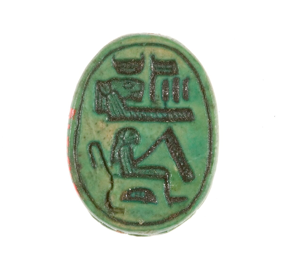 Scarab Inscribed for the God's Wife Hatshepsut, Steatite (glazed) 