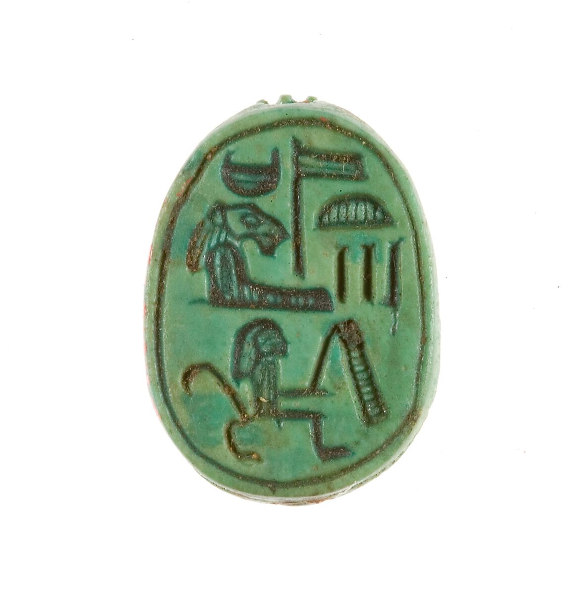 Scarab Inscribed for the God's Wife Hatshepsut, Steatite (glazed) 