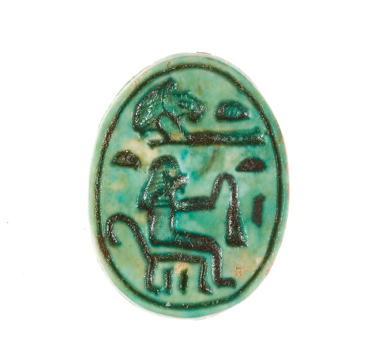 Scarab Inscribed for Hatshepsut, Steatite (glazed) 