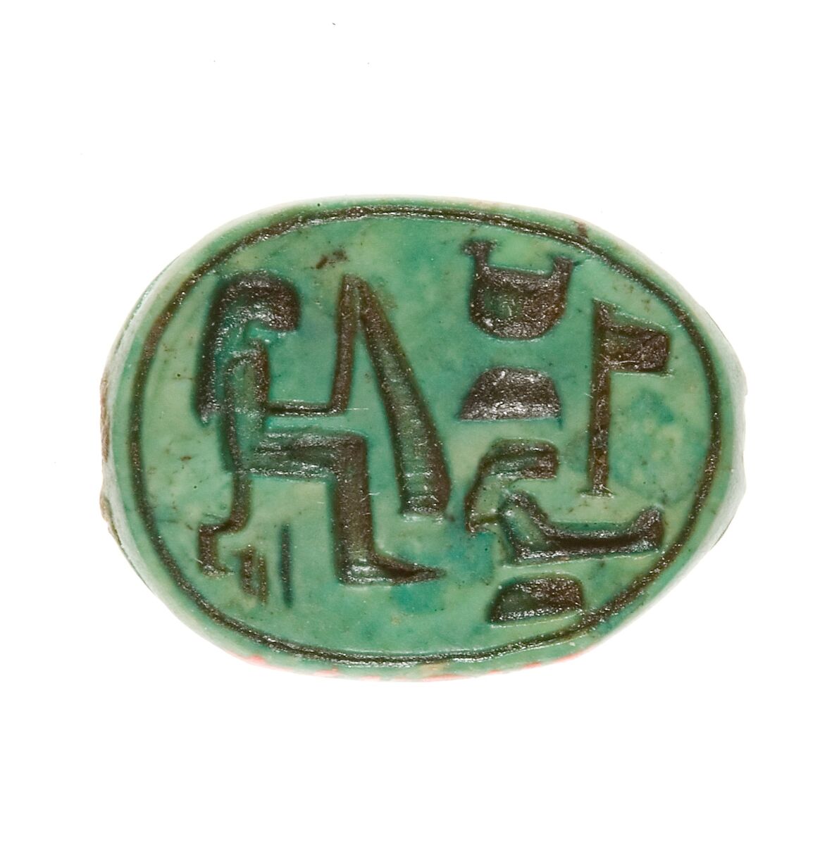 Scarab Inscribed for the God's Wife Hatshepsut, Steatite (glazed) 