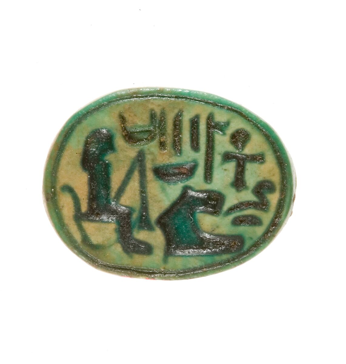 Scarab Inscribed for the God's Wife Hatshepsut, Living Forever, Steatite (glazed) 