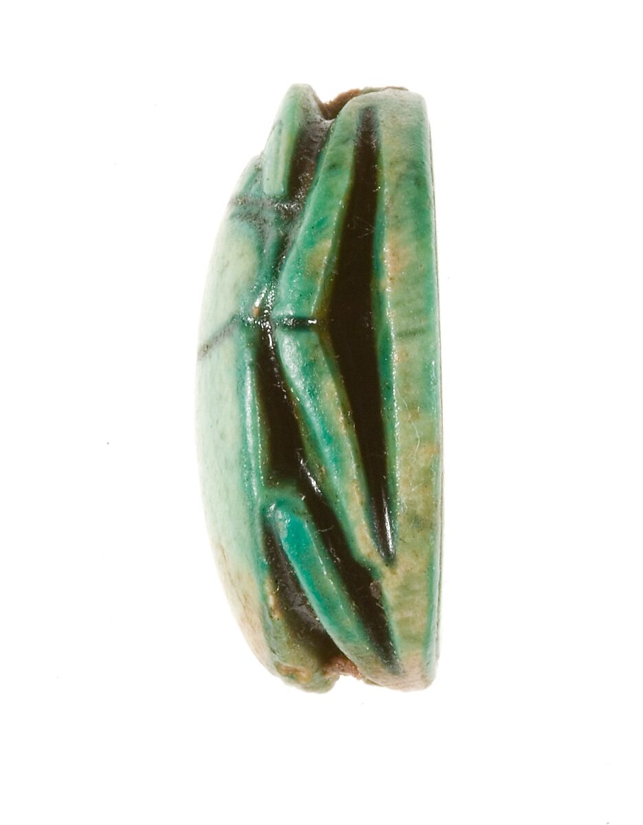 Scarab Inscribed for the God's Wife Hatshepsut, Living Forever, Steatite (glazed)