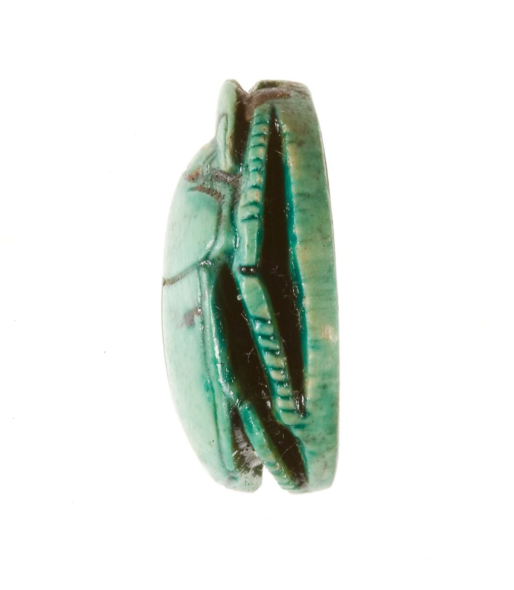 Scarab Inscribed for the God's Wife Hatshepsut, Given Life Forever, Steatite (glazed)