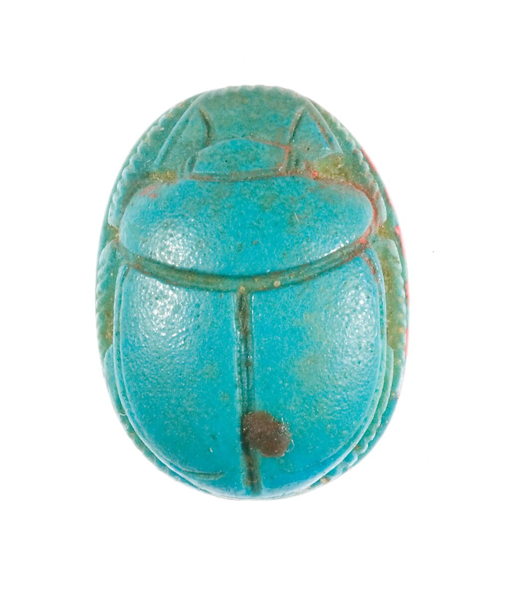Scarab Inscribed Hatshepsut United with Amun, Egyptian blue