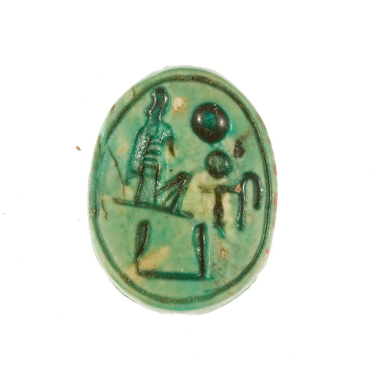 Scarab Inscribed Maatkare (Hatshepsut), She Lives, Steatite (glazed) 