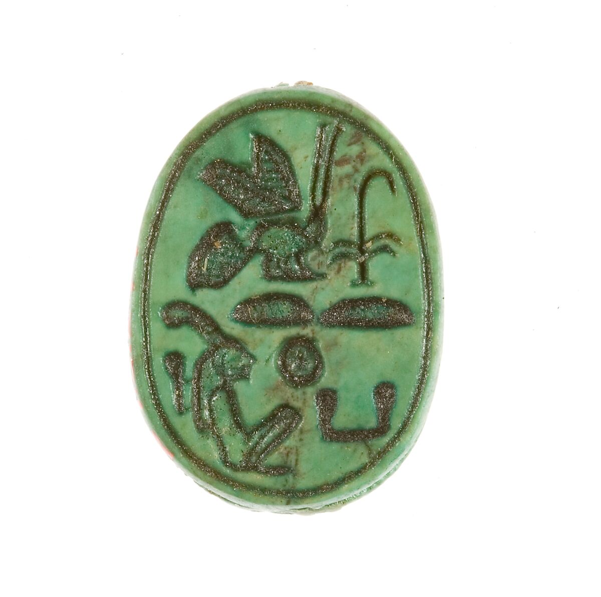 Scarab Inscribed for the King of Upper and Lower Egypt Maatkare (Hatshepsut), Steatite (glazed) 