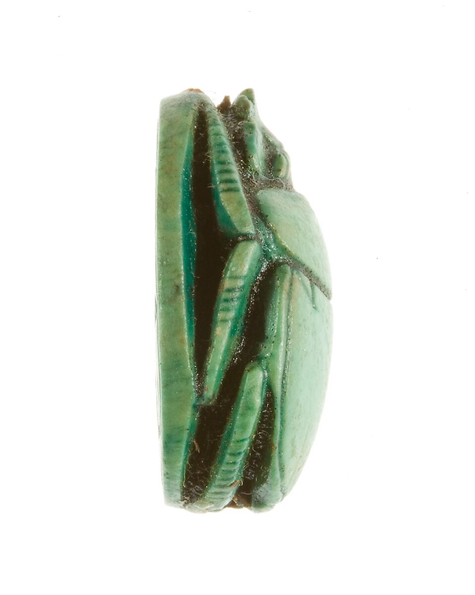 Scarab Inscribed for the King of Upper and Lower Egypt Maatkare (Hatshepsut), Steatite (glazed)