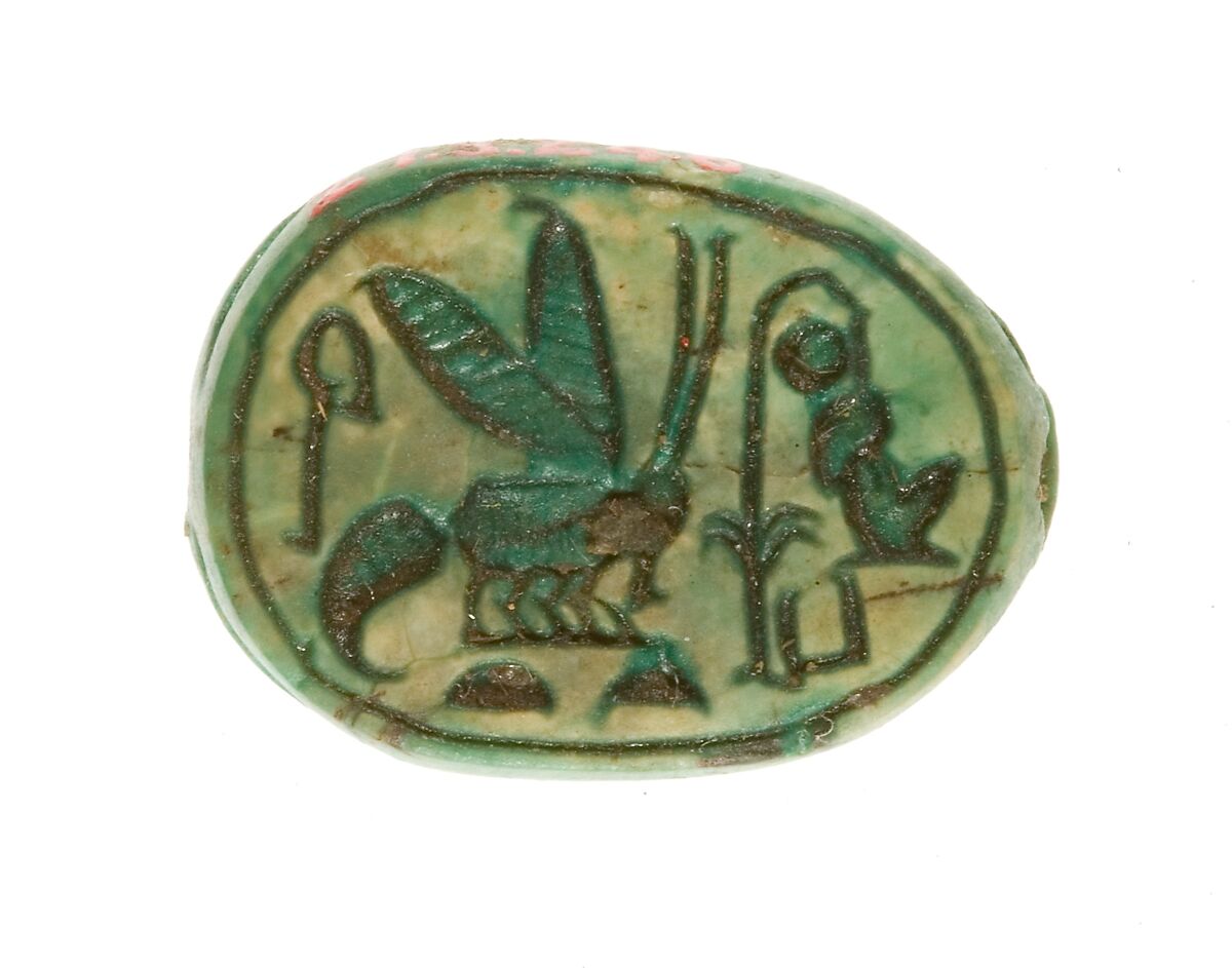 Scarab Inscribed for the King of Upper and Lower Egypt, Maatkare (Hatshepsut), Steatite (glazed) 