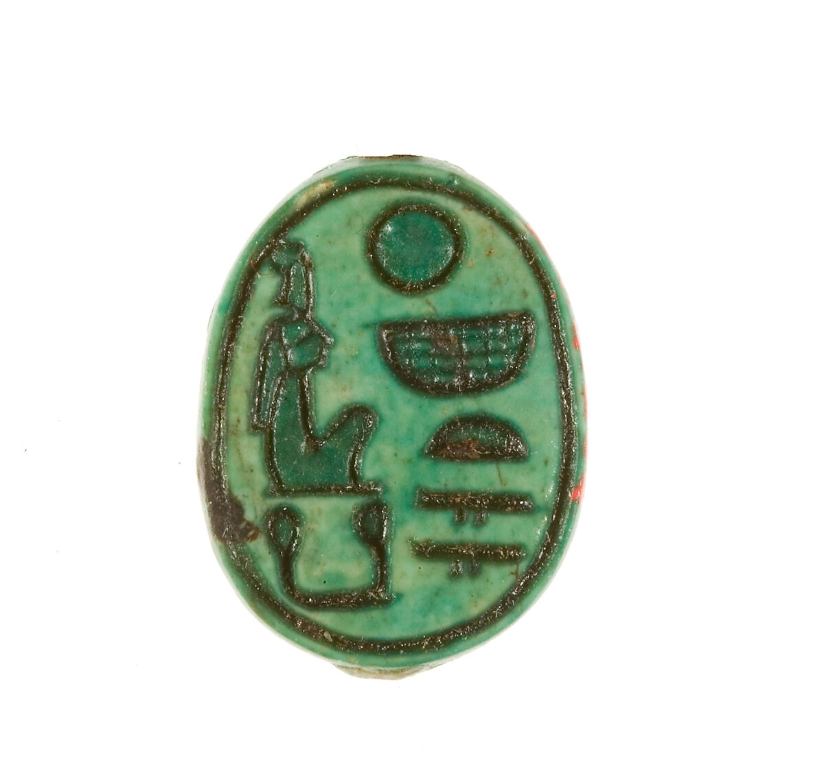Scarab Inscribed Lady of the Two Lands Maatkare (Hatshepsut), Steatite (glazed) 