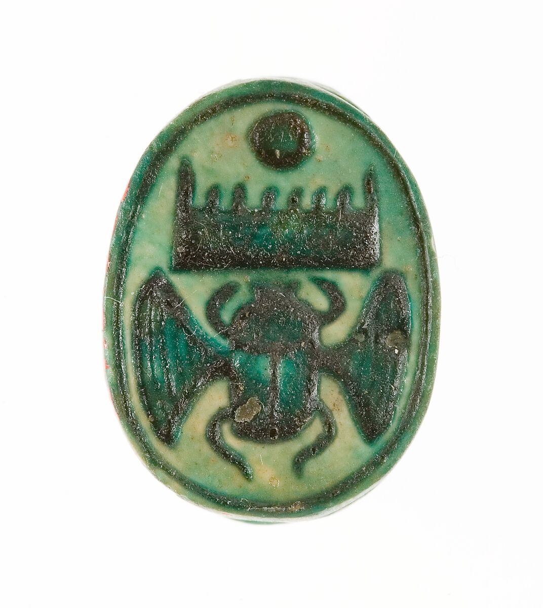 Scarab Inscribed with the Throne Name of Thutmose III, Steatite (glazed) 