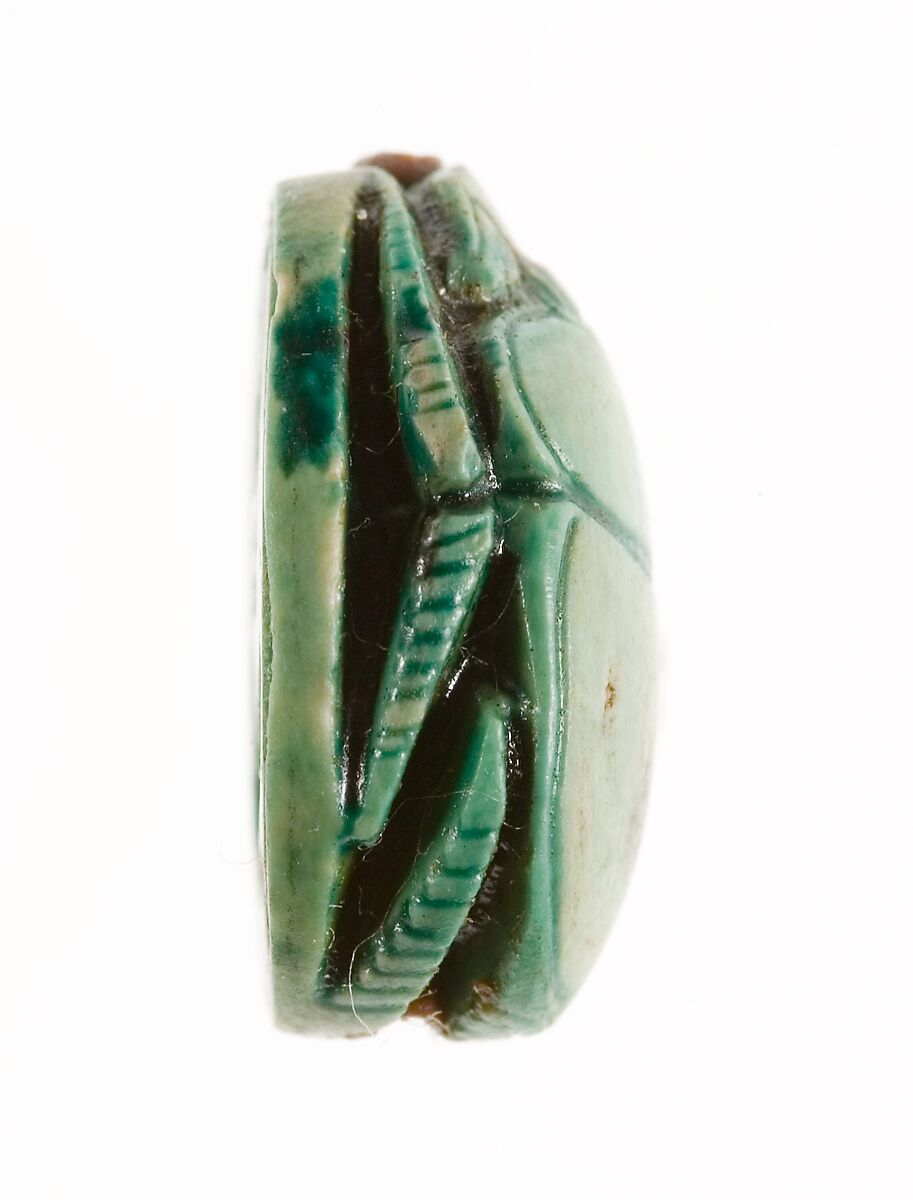 Scarab Inscribed with the Throne Name of Thutmose III, Steatite (glazed)