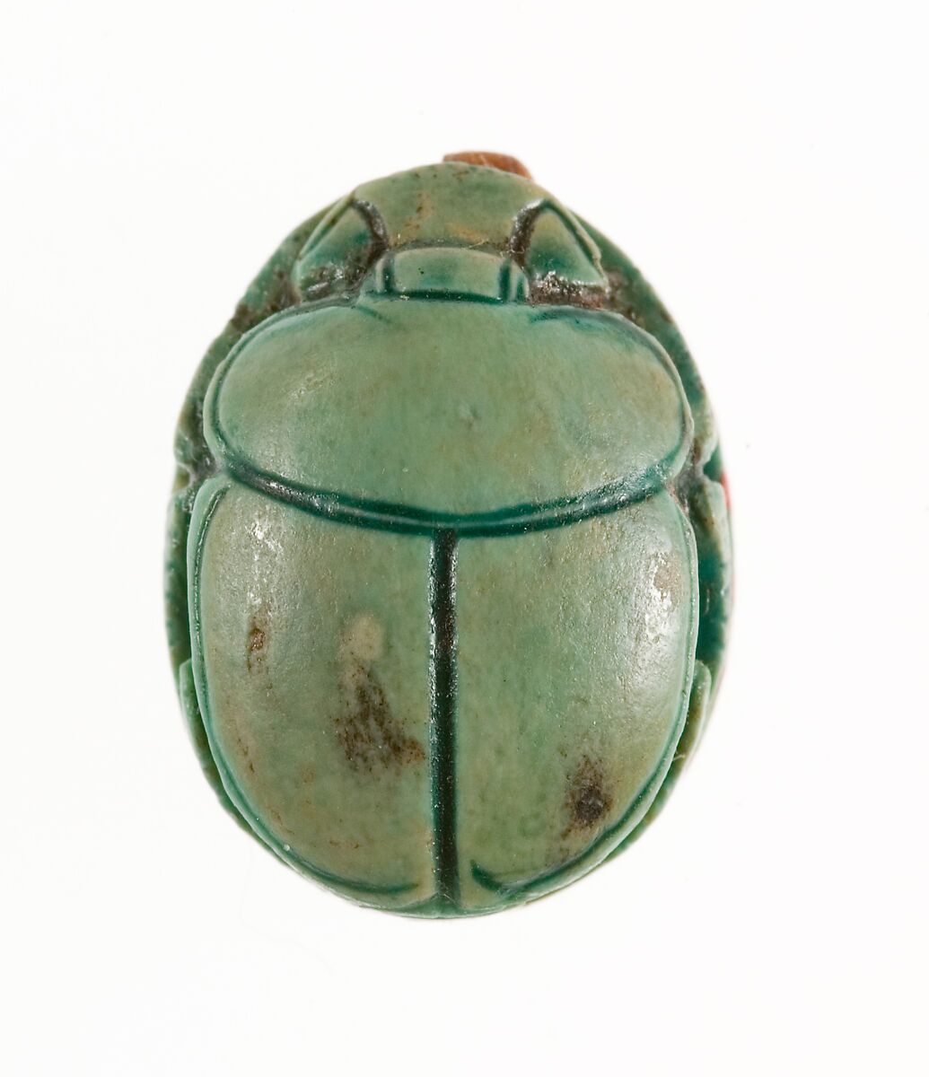Scarab Inscribed with the Throne Name of Thutmose III, Steatite (glazed)