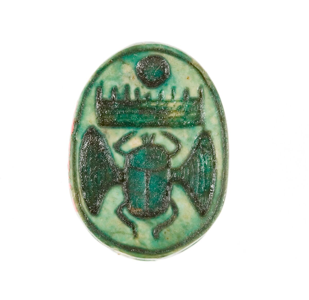 Scarab Inscribed with the Throne Name of Thutmose III, Steatite (glazed) 