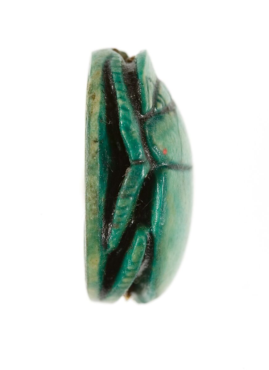 Scarab Inscribed with the Throne Name of Thutmose III, Steatite (glazed)