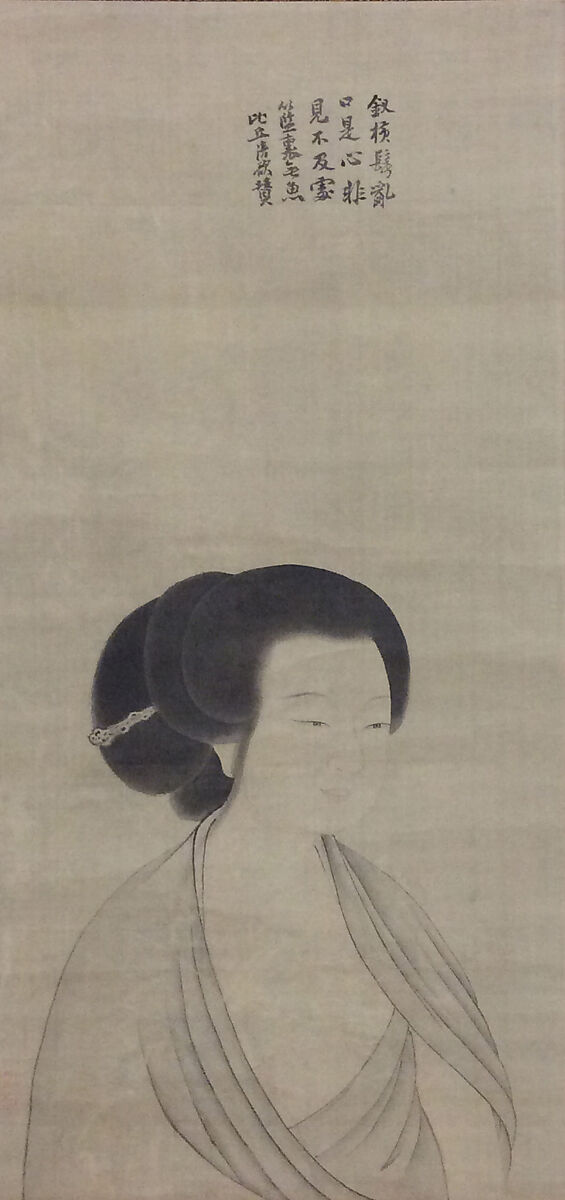 Portrait of Lady, Attributed to Kano Tanbi (Japanese, 1840–1893), Hanging scroll; ink on paper, Japan 