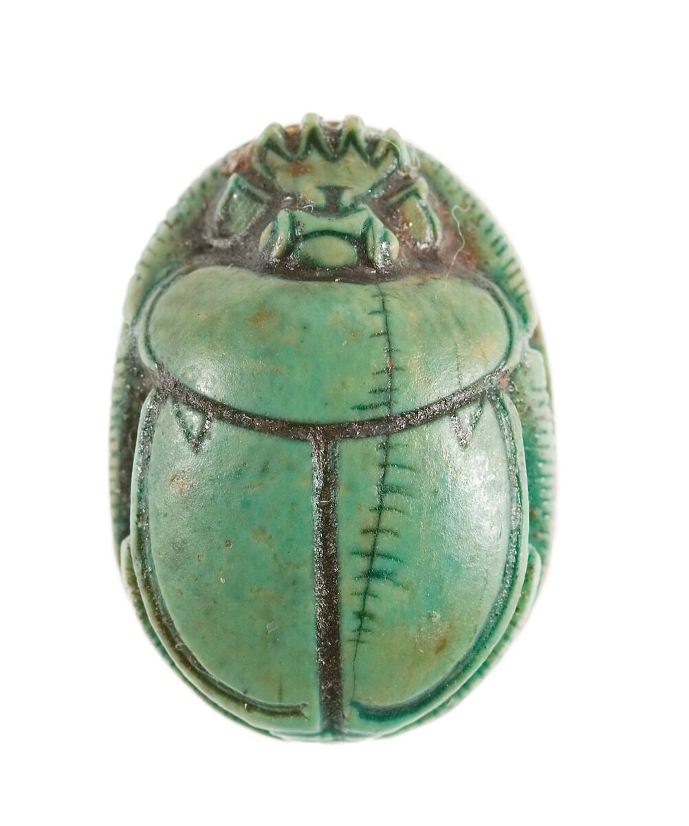 Scarab Inscribed with the Throne Name of Thutmose III, Steatite, glazed