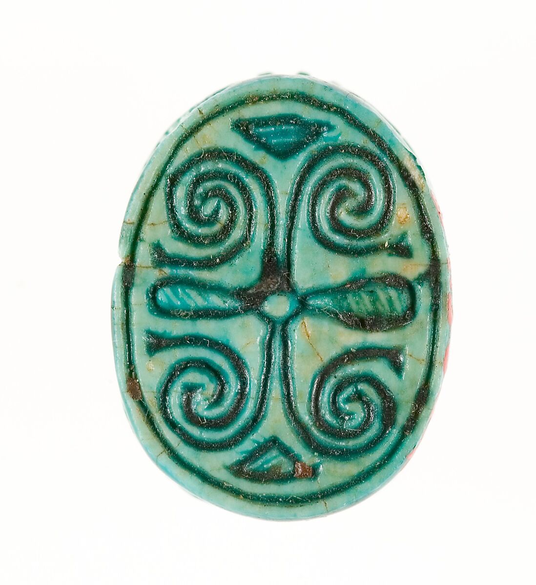 Scarab Inscribed with a Geometric Pattern, Steatite (glazed) 