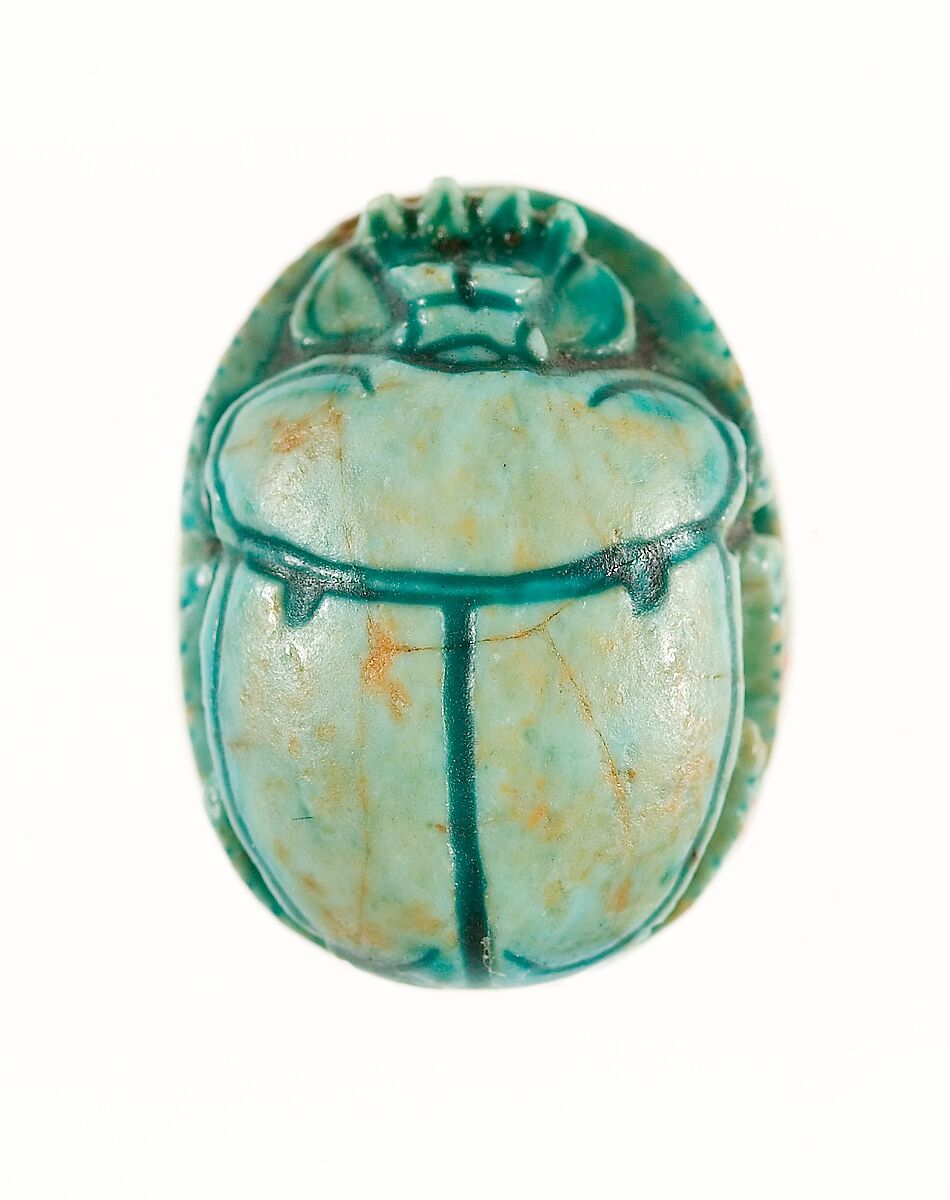 Scarab Inscribed with a Geometric Pattern, Steatite (glazed)