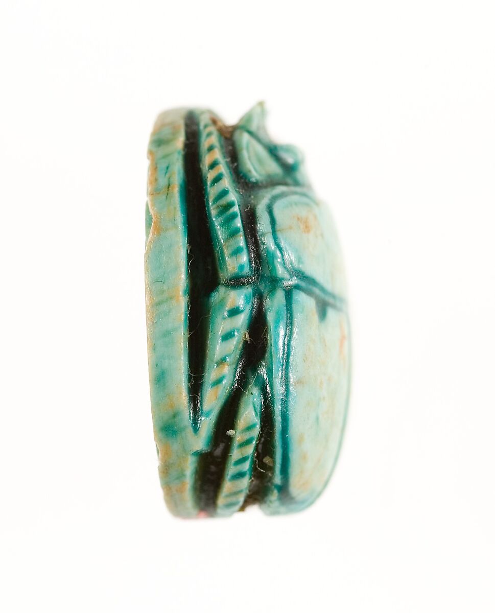 Scarab Inscribed with a Geometric Pattern, Steatite (glazed)