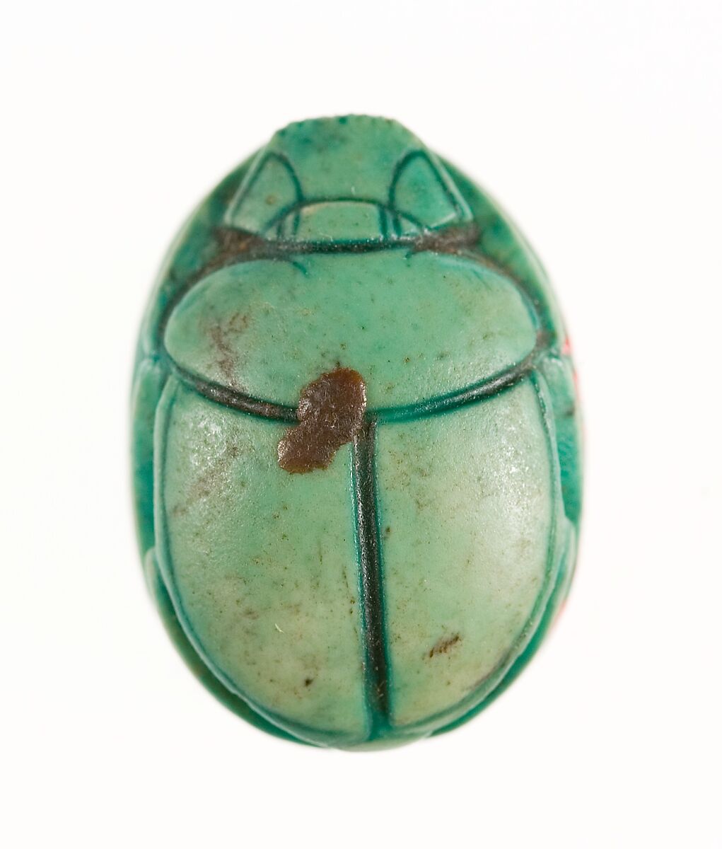 Scarab Inscribed with a Geometric Pattern, Steatite (glazed)