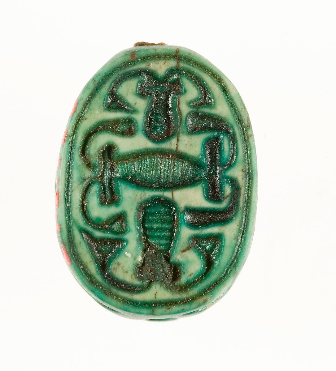 Scarab Inscribed with a Geometric Pattern, Steatite (glazed) 
