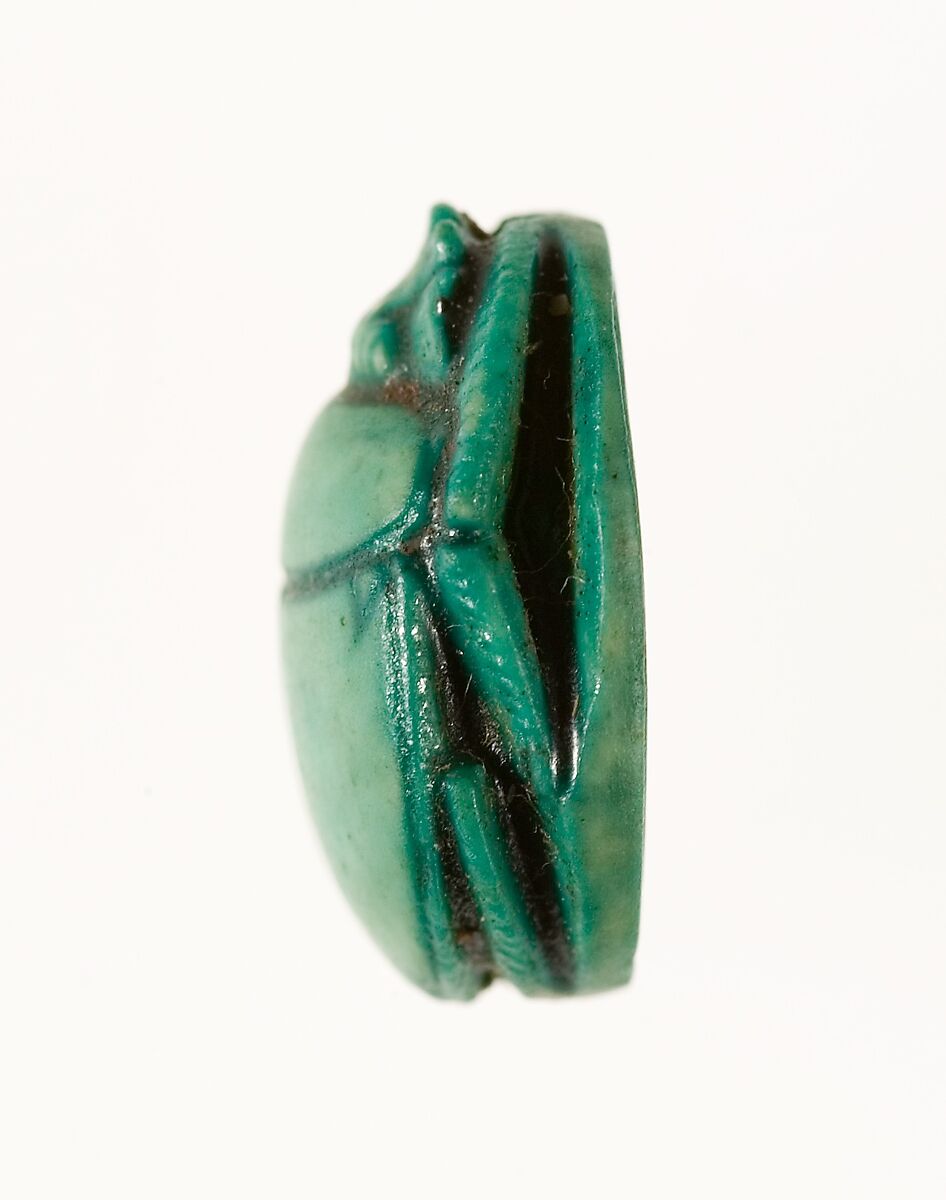 Scarab Inscribed with a Geometric Pattern, Steatite (glazed)