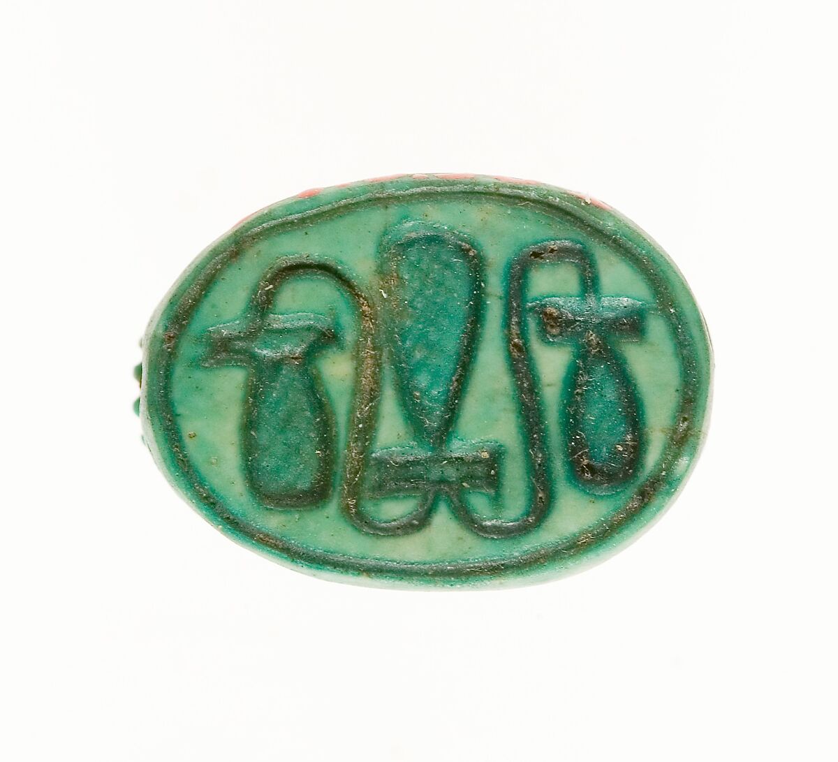 Scarab Inscribed with a Geometric Pattern, Steatite (glazed) 