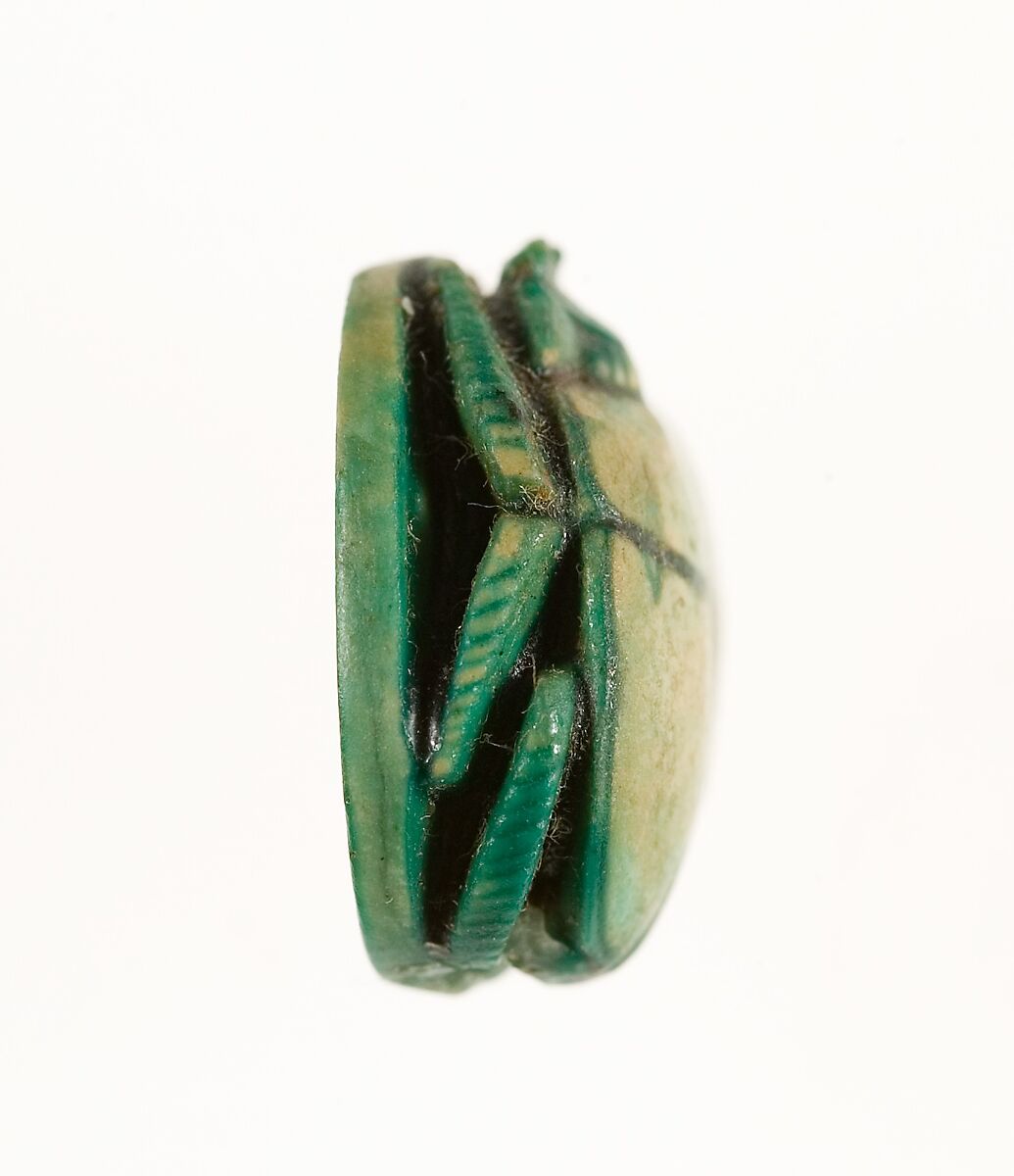 Scarab Inscribed with a Geometric Pattern, Steatite (glazed)