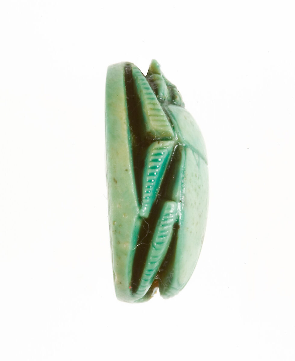 Scarab inscribed with Plant Motifs, Steatite (glazed)