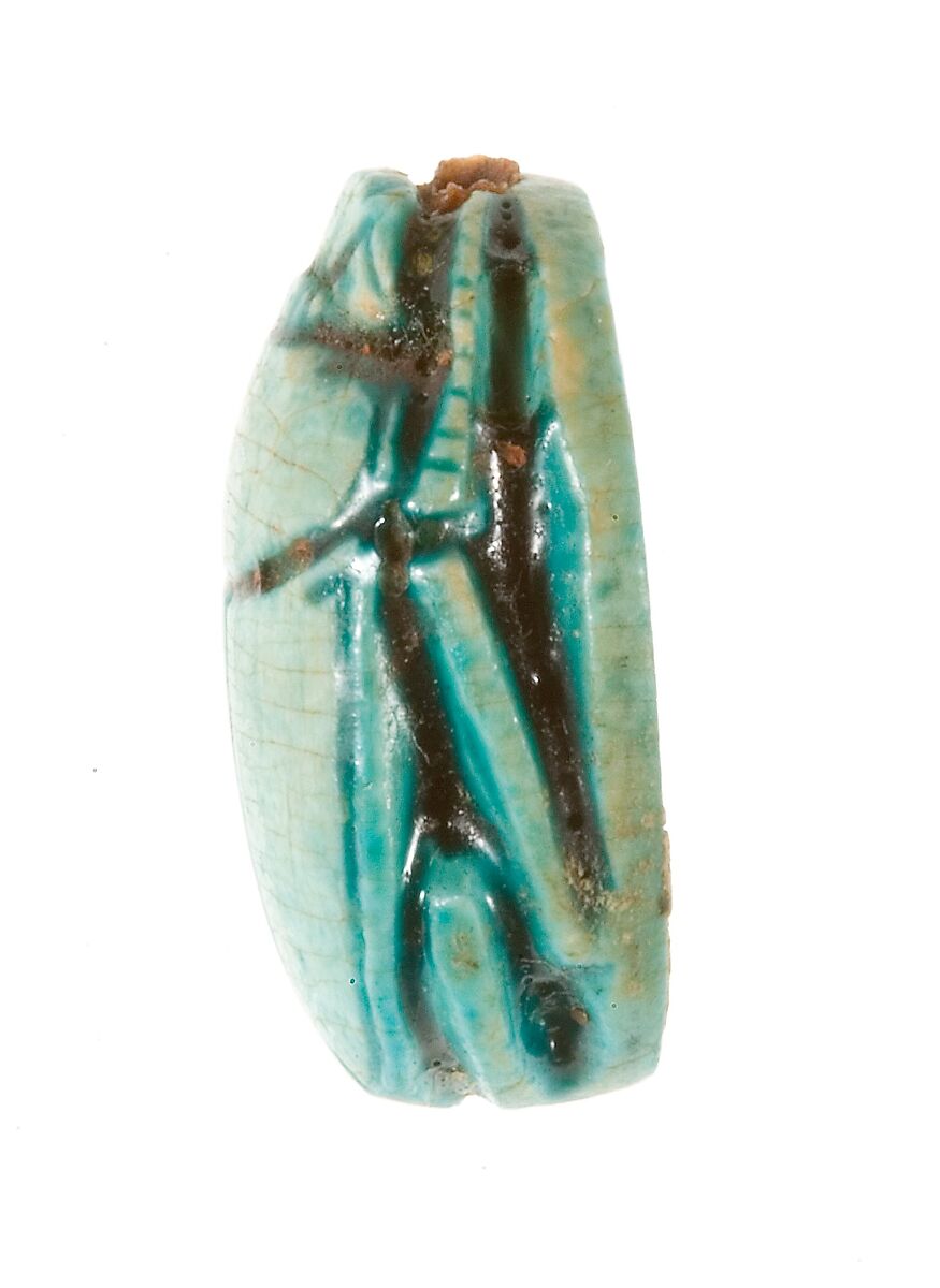 Scarab Inscribed with a Hieroglyphic Motif, Steatite (glazed)