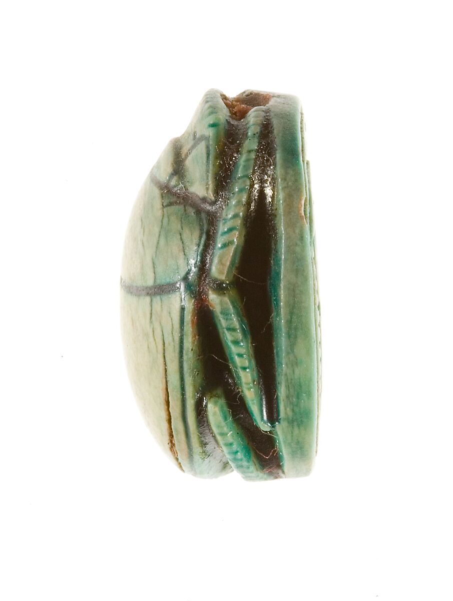 Scarab Inscribed with a Hieroglyphic Motif, Steatite (glazed)