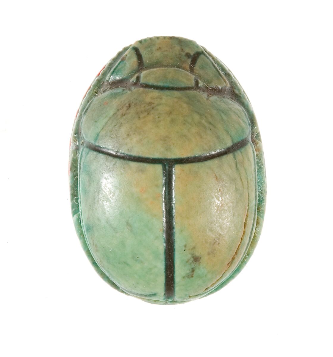 Scarab Inscribed with a Hieroglyphic Motif, Steatite (glazed)