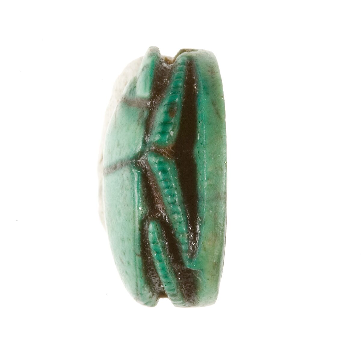 Scarab Inscribed with a Hieroglyphic Motif, Steatite (glazed)