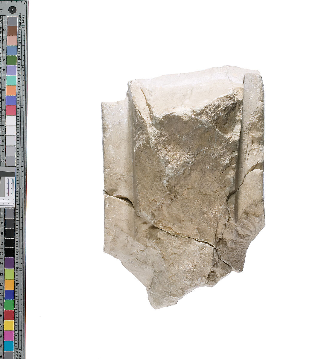 Back pillar of Torso with Aten cartouches, Indurated limestone