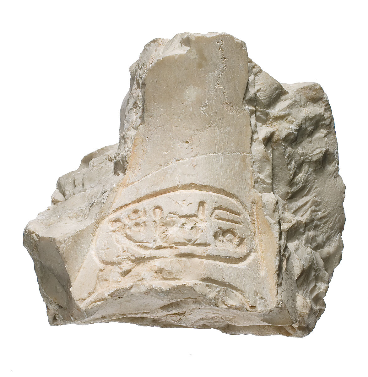 Torso/Belt of the king with cartouches of the Aten, Indurated limestone 