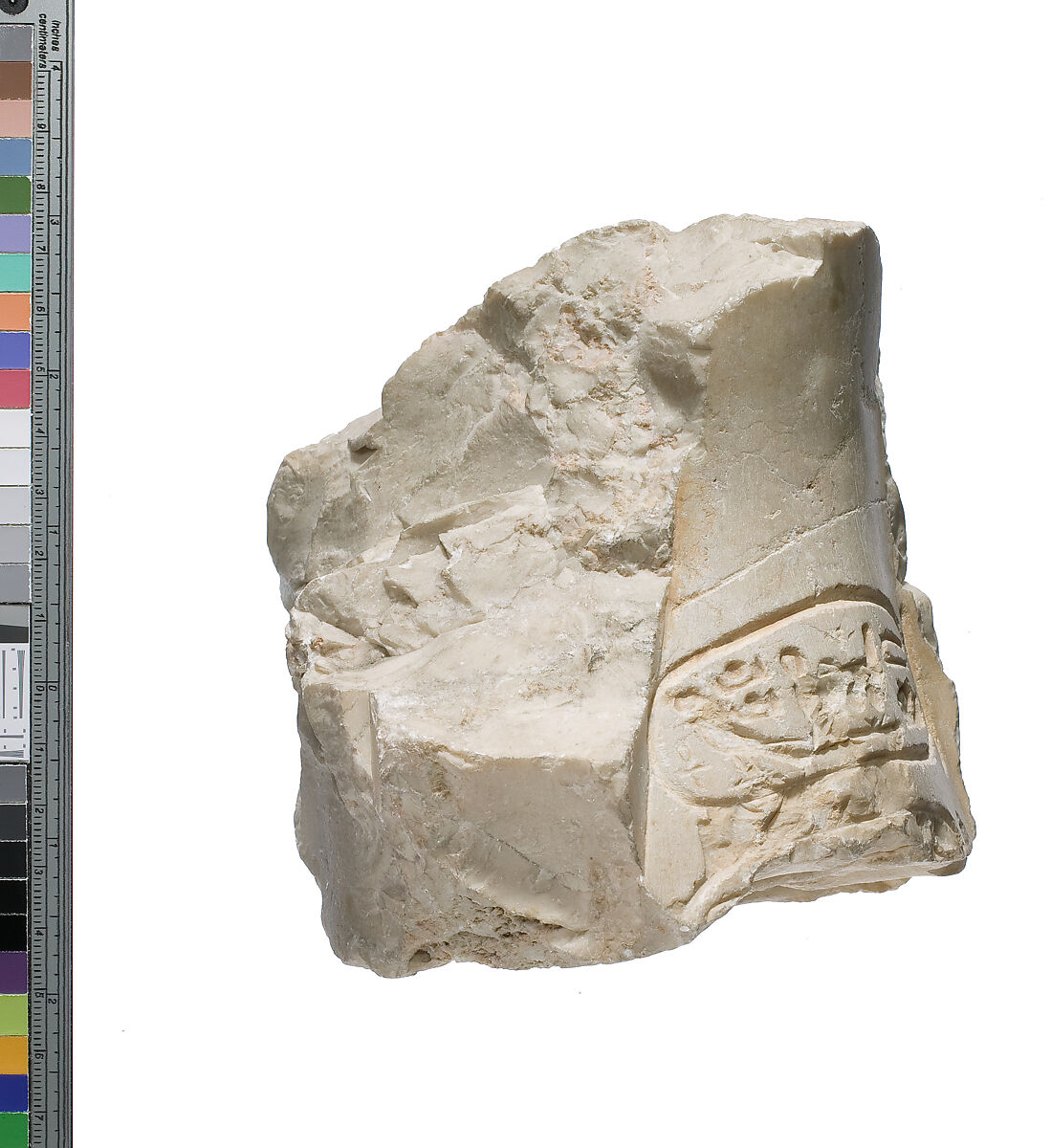 Torso/Belt of the king with cartouches of the Aten, Indurated limestone