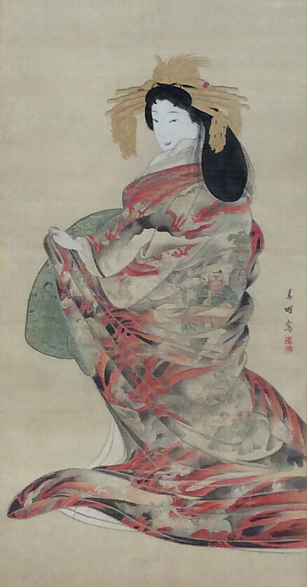 The Hell Courtesan, Seikei (Japanese, active second half of the 19th century), Hanging scroll; ink and color on silk, Japan 