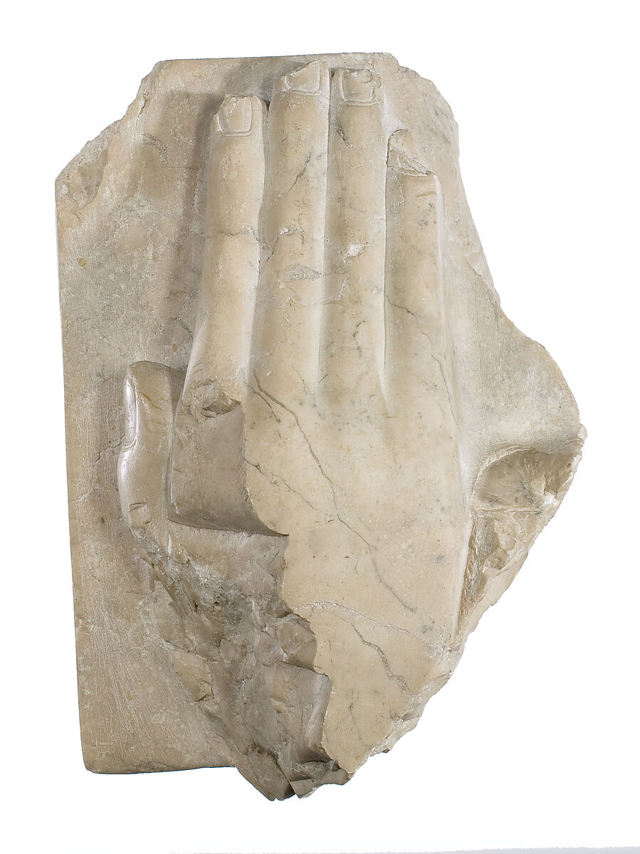 Offering table with hand beneath, Indurated limestone 