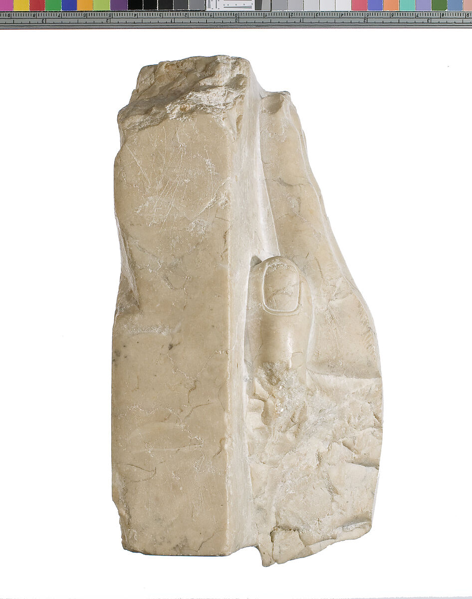 Offering table with hand beneath, Indurated limestone