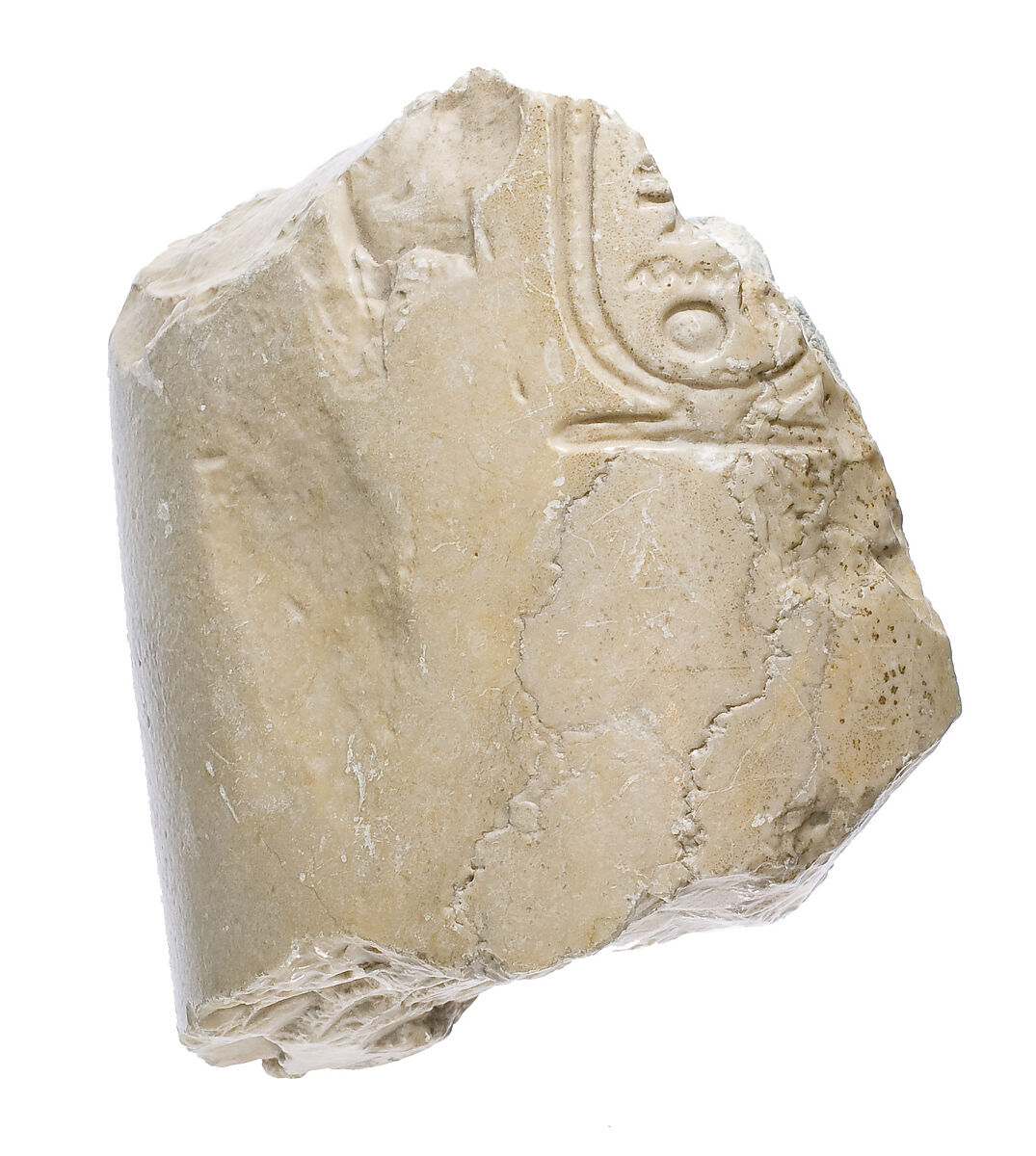 Arm, outside shoulder with Aten cartouche, Indurated limestone 