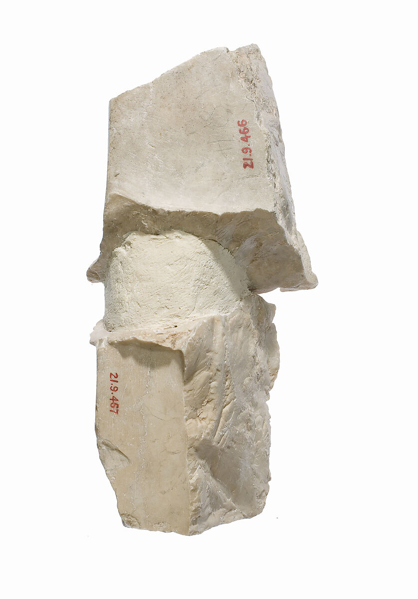 Stela with Aten cartouche with traces of royal hand at one side, Indurated limestone