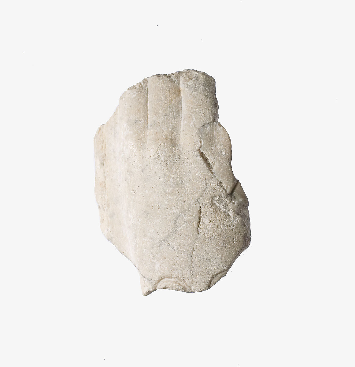 Hand raised to support an element, Indurated limestone