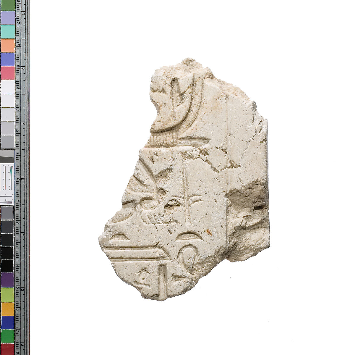 Inscribed fragment, Aten cartouche, Indurated limestone 