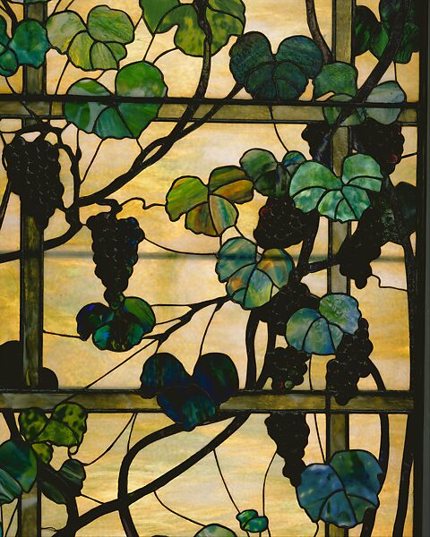 Grapevine Panel, Designed by Louis C. Tiffany (American, New York 1848–1933 New York), Leaded favrile glass, American 