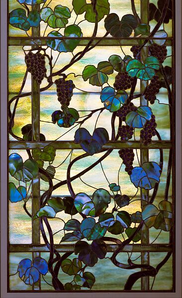 Grapevine Panel, Designed by Louis C. Tiffany (American, New York 1848–1933 New York), Leaded favrile glass, American