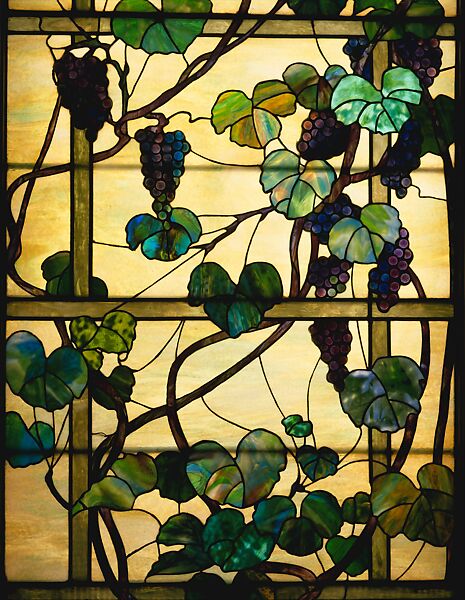 Grapevine Panel, Designed by Louis C. Tiffany (American, New York 1848–1933 New York), Leaded favrile glass, American